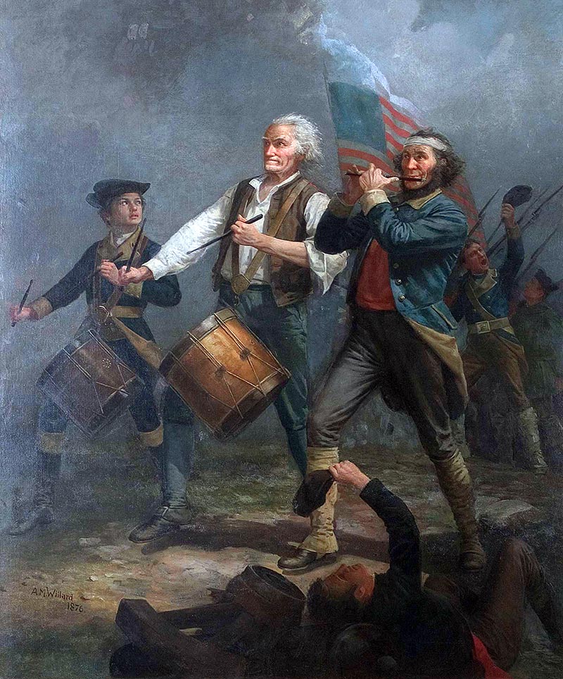 Spirit of '76 — Drummer, fifer, and flag bearer